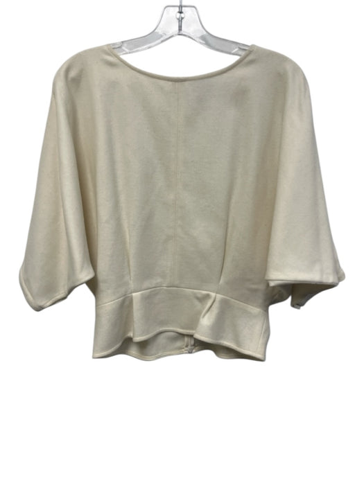Gum Tree Farm Size S Cream Wool Dolman Sleeve Pin Tuck Design Peplum Kimono Top Cream / S