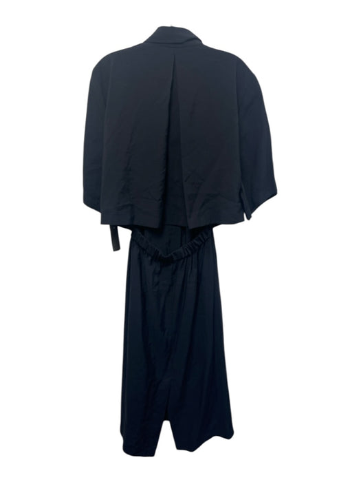 COS Size 14 Navy Modal Short Sleeve Back Cut Out Button Up & Collar Dress Navy / 14