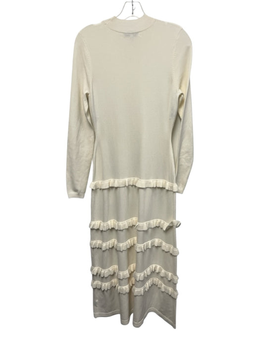 Pearl by Lela Rose Size S Cream Viscose Knit Long Sleeve Mock Neck Tiered Dress Cream / S