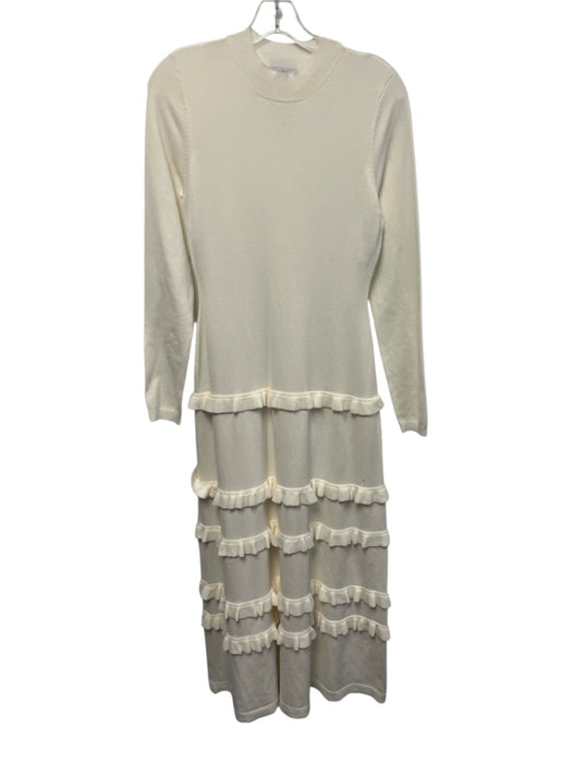 Pearl by Lela Rose Size S Cream Viscose Knit Long Sleeve Mock Neck Tiered Dress Cream / S