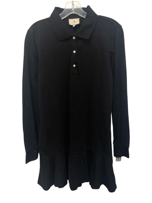 Tuckernuck Size M Black No Fabric Tag Long Sleeve polo Ruffle Hem Dress Black / M