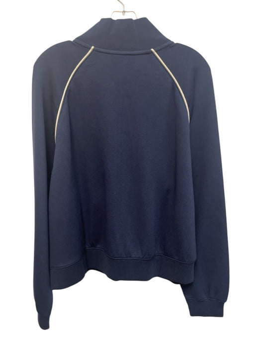 Spanx Size 1X Blue & White Modal Blend Raglan Piping Zip Up Mock Neck Jacket Blue & White / 1X