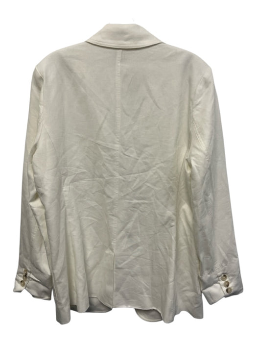 Tuckernuck Size L White Viscose & Linen One Button Tortoise Buttons Jacket White / L