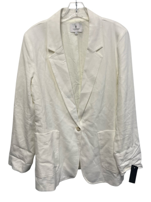 Tuckernuck Size L White Viscose & Linen One Button Tortoise Buttons Jacket White / L