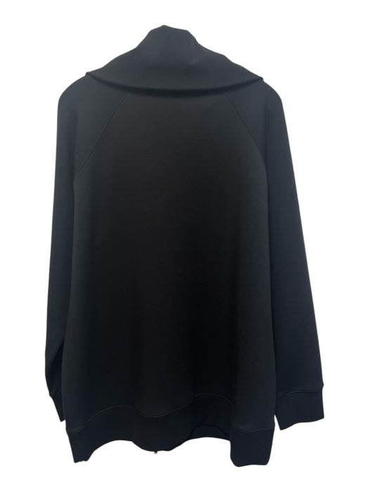 Spanx Size 1X Black Polyester Ribbed Trim Zip Up Pockets Turtle Neck Jacket Black / 1X