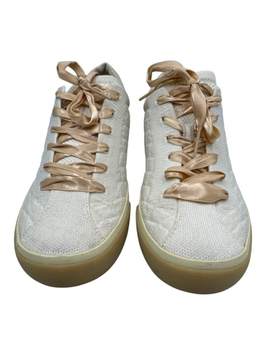 Rothy's Shoe Size 7 White, Beige, Gold textile upper Knit Ribbon Laces Sneakers White, Beige, Gold / 7