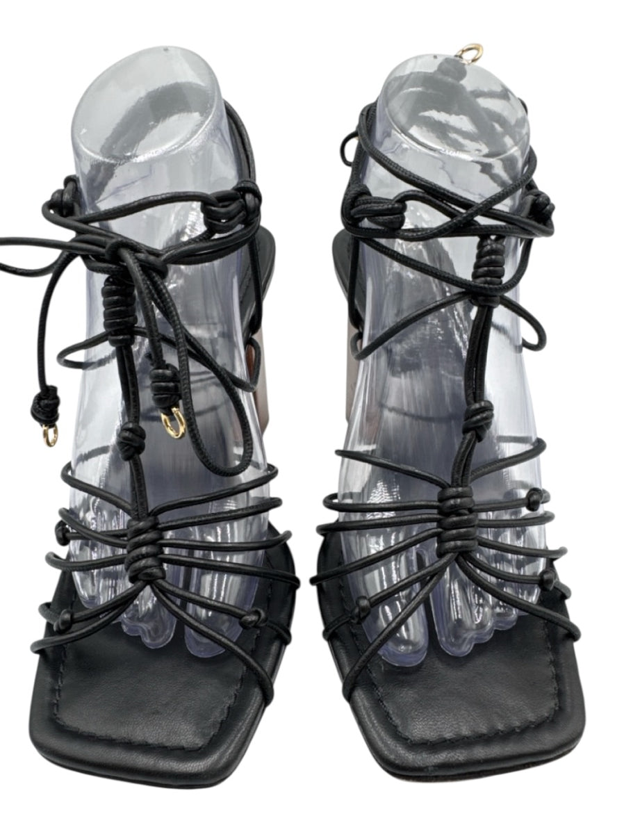 Ulla Johnson Shoe Size 40 Black & Brown Leather Wood Strappy Ankle Tie ...