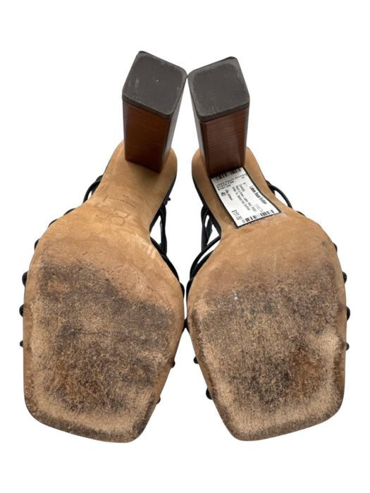 Ulla Johnson Shoe Size 40 Black & Brown Leather Wood Strappy Ankle Tie Sandals Black & Brown / 40