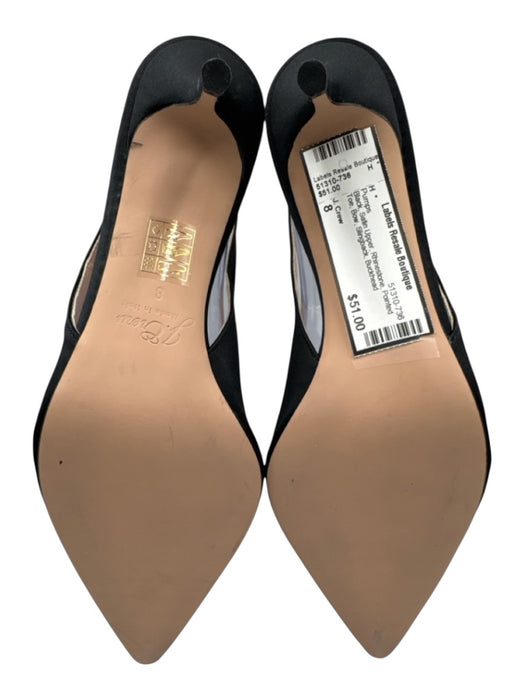 J. Crew Shoe Size 8 Black Satin Upper Rhinestone Pointed Toe Bow Slingback Pumps Black / 8