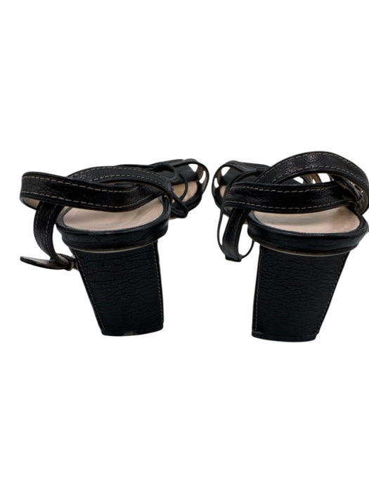 Ferragamo Shoe Size 11 Black Leather Buckle Block Heel sling back Sandals Black / 11