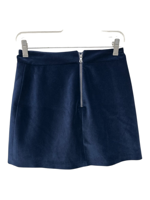 Alice + Olivia Size 2 Navy Micro Polyester Blend Side Zip Rounded Hem Mini Skirt Navy / 2