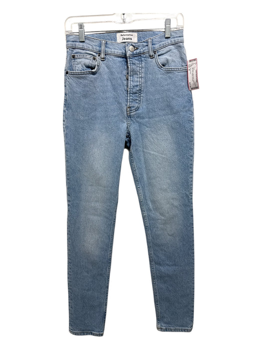 Reformation Size 26 Light Wash Cotton Denim Button Fly High Rise Straight Jeans Light Wash / 26
