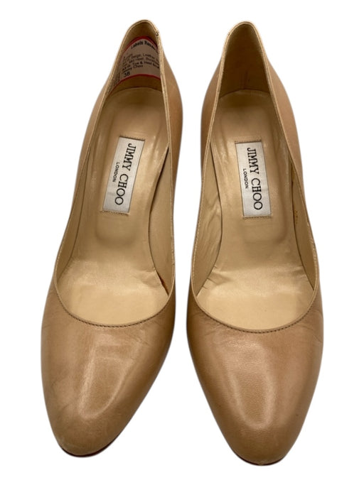 Jimmy Choo Shoe Size 38 Beige Leather Round Pointed Toe Mid Heel Pumps Beige / 38