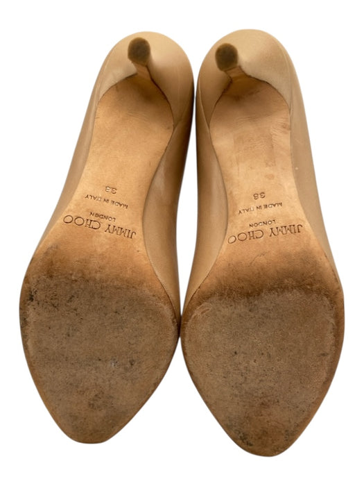 Jimmy Choo Shoe Size 38 Beige Leather Round Pointed Toe Mid Heel Pumps Beige / 38