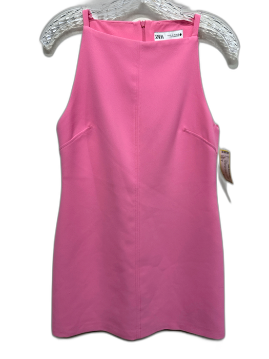 Zara Size S Bubblegum Pink Polyester Sleeveless High Neck Mini Dress Bubblegum Pink / S