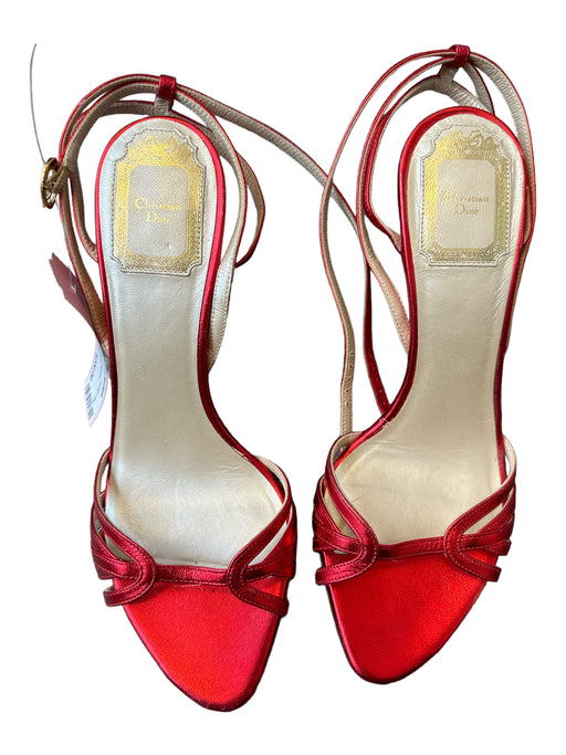 Christian Dior Shoe Size 37 Red Ankle Strap Shine Heels Red / 37