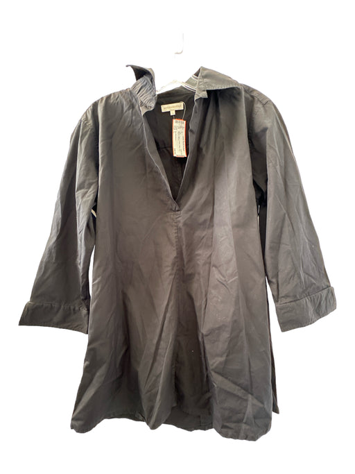 Ann Mashburn Size L Black Cotton V Neck Collar Long Sleeve Top Black / L