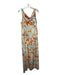 Diane Von Furstenberg Size 10 Orange & Blue Silk Cowl Neck Flowers Maxi Dress Orange & Blue / 10