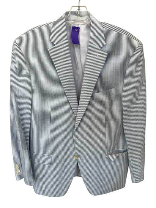Lauren Ralph Lauren Blue & White Cotton Seersucker 2 Button Men's Blazer Blue & White / 42R