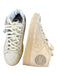 P448 Shoe Size 37 White Leather High Top Side Zip Perforated Athletic Sneakers White / 37
