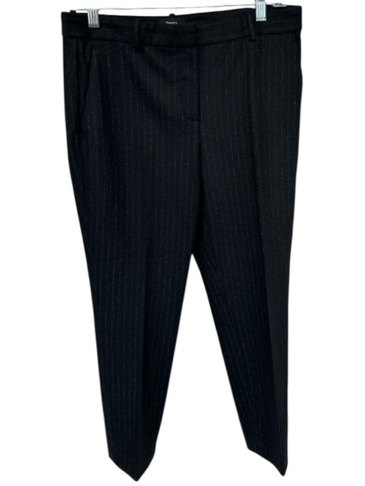 Theory Size 6 Black & White Wool Pinstripe Trouser Pants Black & White / 6
