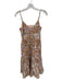 Maeve Size 6 Orange & Purple Cotton Spaghetti Strap Flowers Keyhole Back Dress Orange & Purple / 6