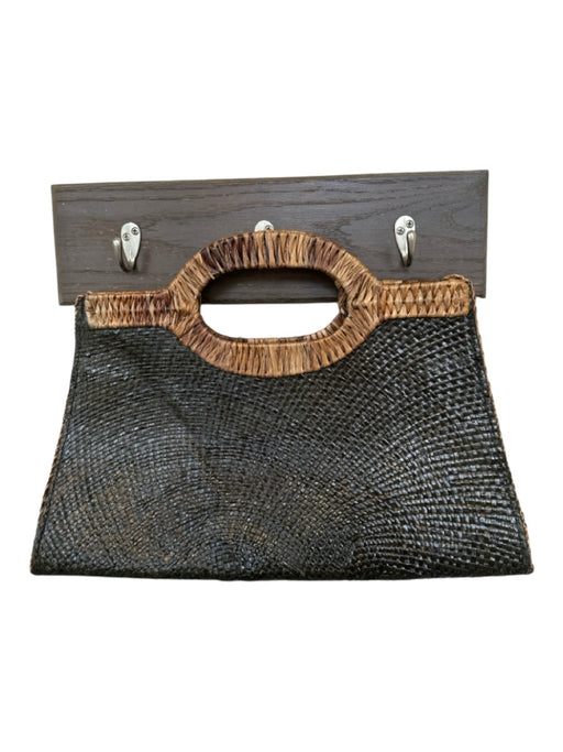 Black & Brown Straw Top Handles Beaded Bag Black & Brown / M