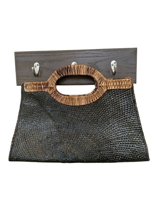 Black & Brown Straw Top Handles Beaded Bag Black & Brown / M
