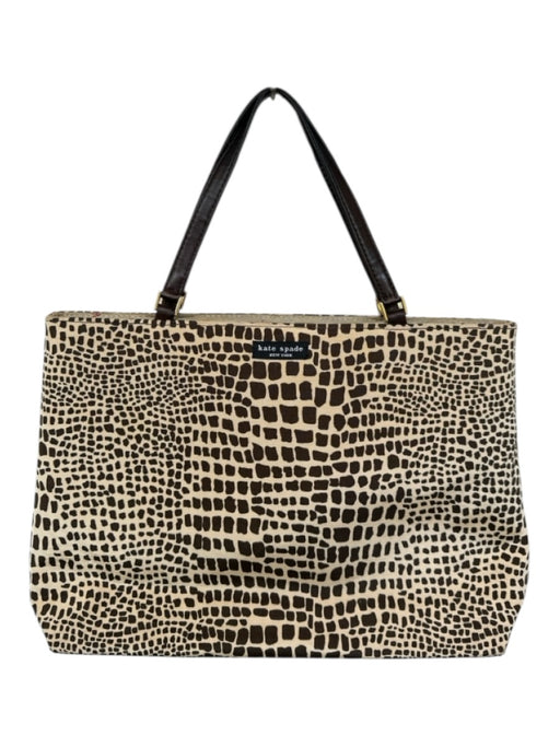 Kate Spade Tan & brown Canvas Giraffe Print Top Handles Tote Bag Tan & brown / M
