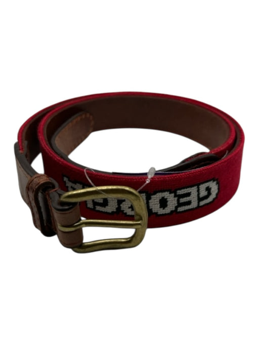 Smathers & Branson Red & Brown Leather Canvas UGA Men's Belt Red & Brown