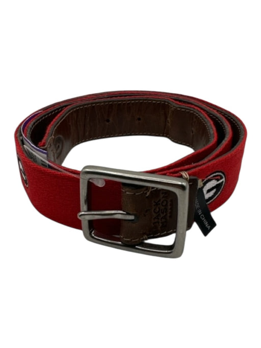 Jack Mason Brown & Red Leather & Canvas UGA Men's Belt Brown & Red