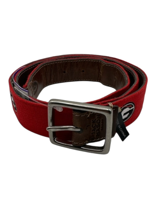 Jack Mason Brown & Red Leather & Canvas UGA Men's Belt Brown & Red