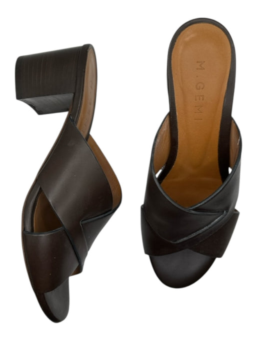 M. Gemi Shoe Size 37 Brown Leather Block Heel Crossover Sandals Brown / 37