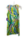 Julie Brown Size 2 Green Pink & Blue Abstract Round Neck Sleeveless Dress Green Pink & Blue / 2