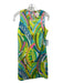 Julie Brown Size 2 Green Pink & Blue Abstract Round Neck Sleeveless Dress Green Pink & Blue / 2