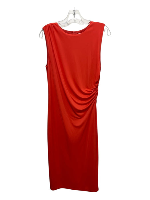 Esqualo Size 6 Orange Polyester Rouched Sleeveless Back Zip Dress Orange / 6