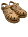 Prada Shoe Size 39 Beige Synthetic & Leather Buckle Ankle Logo Caged Sandals Beige / 39