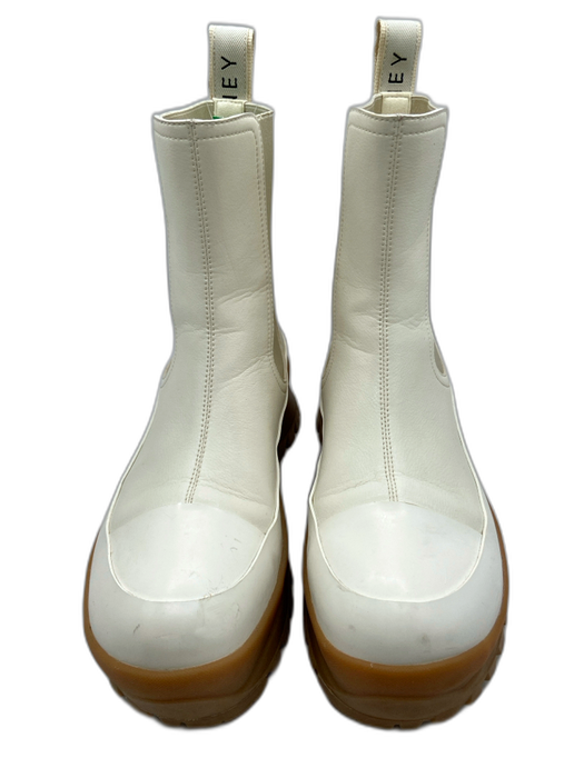 Stella McCartney Shoe Size 39 Cream & Tan Leather Elastic Ankle Toe Cap Boots Cream & Tan / 39