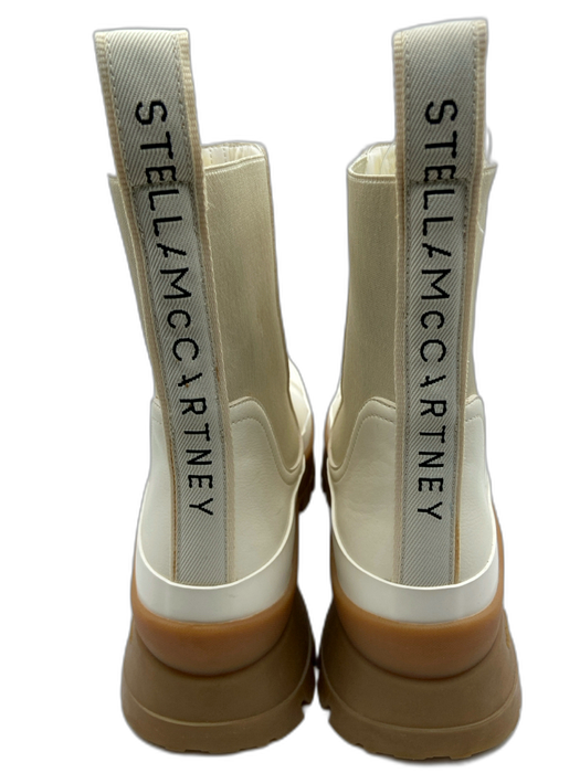 Stella McCartney Shoe Size 39 Cream & Tan Leather Elastic Ankle Toe Cap Boots Cream & Tan / 39