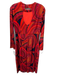 Tyler Boe Size S Red, Orange, Blue Long Sleeve Abstract Print Midi Velvet Dress Red, Orange, Blue / S