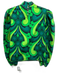 Flora Bea Size S Green & Teal Cotton Abstract Floral Long Sleeve Mock Neck Top Green & Teal / S