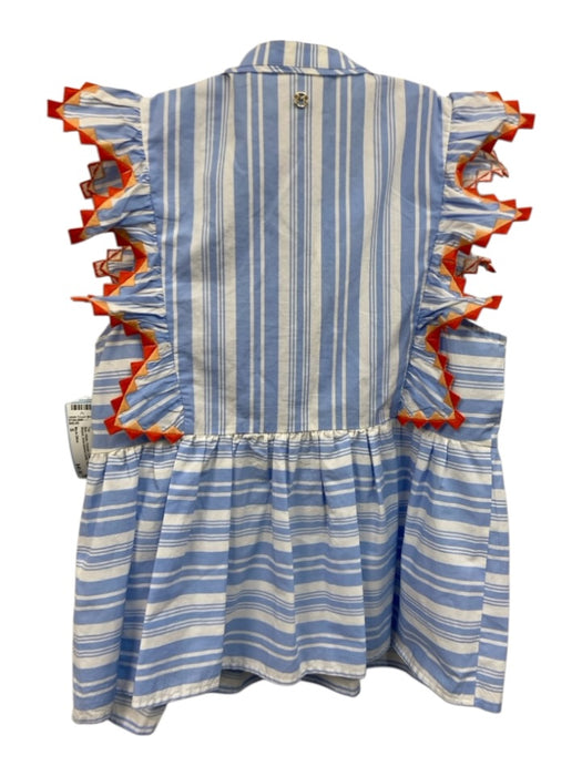 Marie Oliver Size S Blue, White, Orange Cotton Cap Sleeve Striped Peplum Top Blue, White, Orange / S