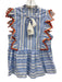 Marie Oliver Size S Blue, White, Orange Cotton Cap Sleeve Striped Peplum Top Blue, White, Orange / S