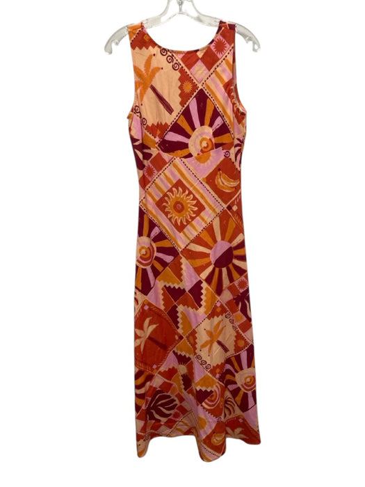 A. Ren Size Est Small Orange, Yellow, Purple Sleeveless Mixed Print Maxi Dress Orange, Yellow, Purple / Est Small