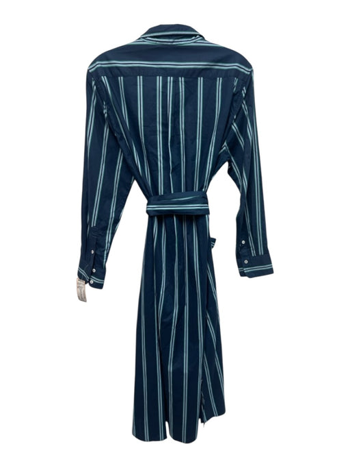 Shirty Size S/M Navy blue & green Cotton Long Sleeve Striped Button Front Dress Navy blue & green / S/M