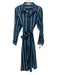 Shirty Size S/M Navy blue & green Cotton Long Sleeve Striped Button Front Dress Navy blue & green / S/M
