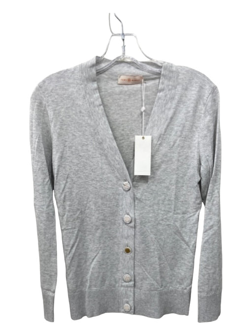 Tory Burch Size XS Light Gray Wool Long Sleeve Button Front Heathered Cardigan Light Gray / XS