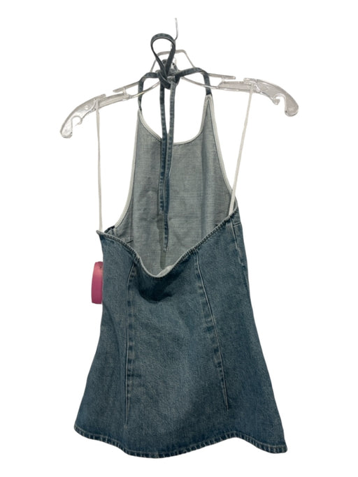 COS Size 2 Medium Wash Cotton Sleeveless Acid Wash Halter Neck Top Medium Wash / 2