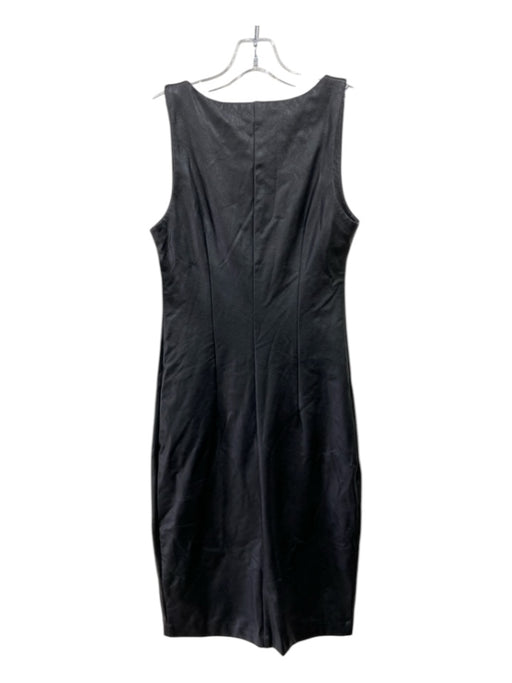 Avenue Montaigne Size 2 Black Faux Leather Sleeveless Darted Midi Dress Black / 2