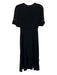 Reformation Size 2 Black Viscose Short Sleeve Lace Detail Buttons Midi Dress Black / 2